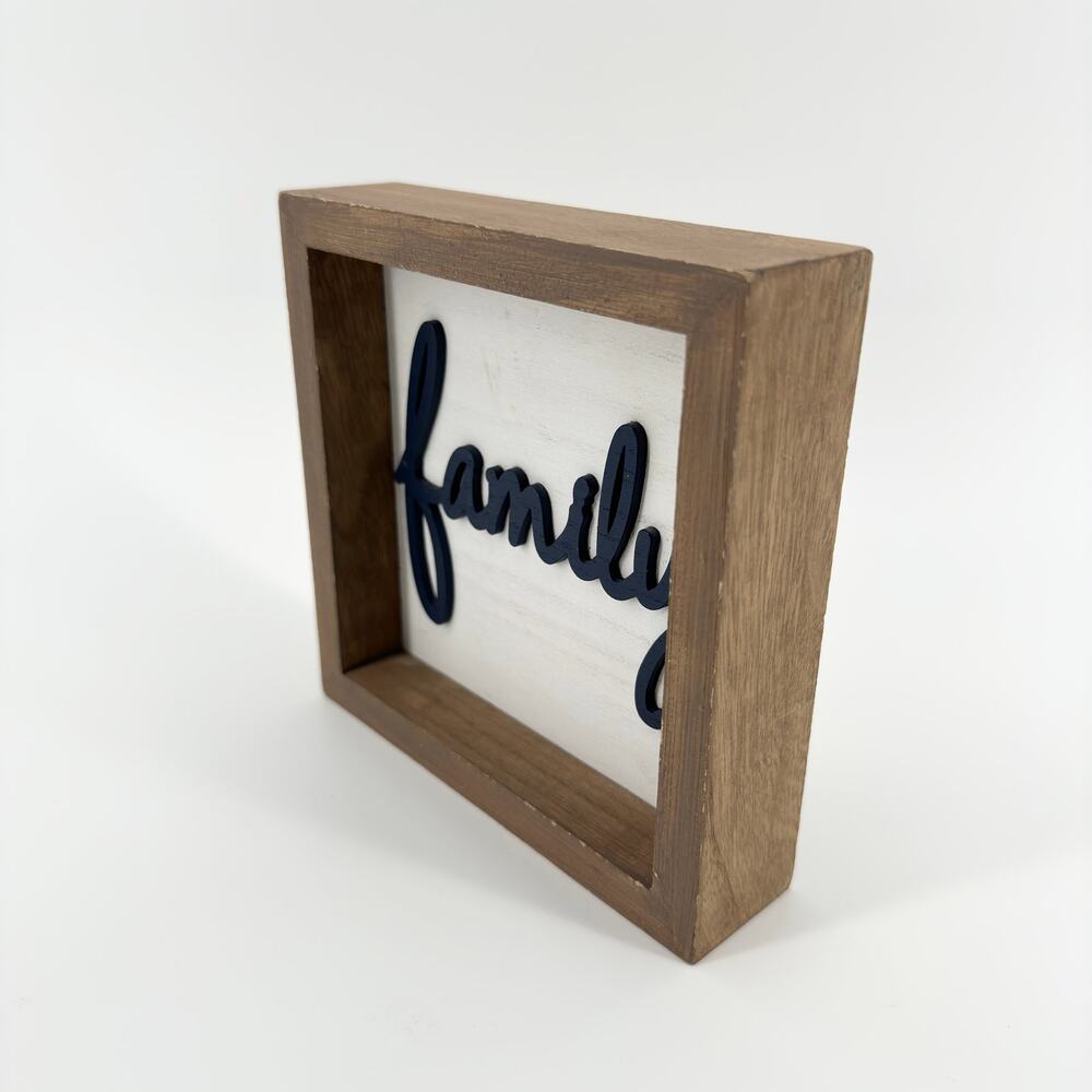 Tuscan Villa Decorative Plaque “Family” - Wooden Rustic Wall Decor - 6”x6” - Picture 3 of 8